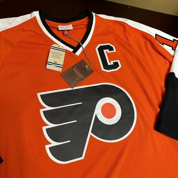MITCHELL & NESS PHILADELPHIA FLYERS BOBBY CLARKE BLUE LINE JERSEY Size Lrg NWT - Picture 3 of 7